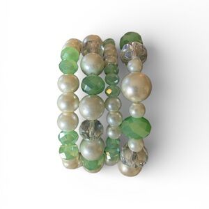 Faux pear and glass bead bracelets